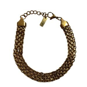 Henrigirl Woven Chain Necklace 16“ Gold Tone